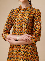 Thumbnail for Placement Embroidered Chevron Printed Asymmetric Co-Ords, Multicolor - Hiral Fashion - Distacart