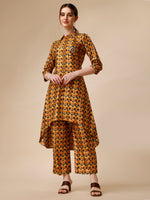 Thumbnail for Placement Embroidered Chevron Printed Asymmetric Co-Ords, Multicolor - Hiral Fashion - Distacart