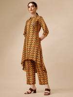 Thumbnail for Placement Embroidered Chevron Printed Asymmetric Co-Ords, Multicolor - Hiral Fashion - Distacart