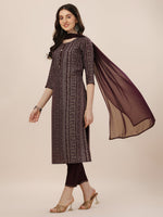 Thumbnail for Printed Kurta With Pant And Dupatta Set, Multicolor - Hiral Fashion - Distacart