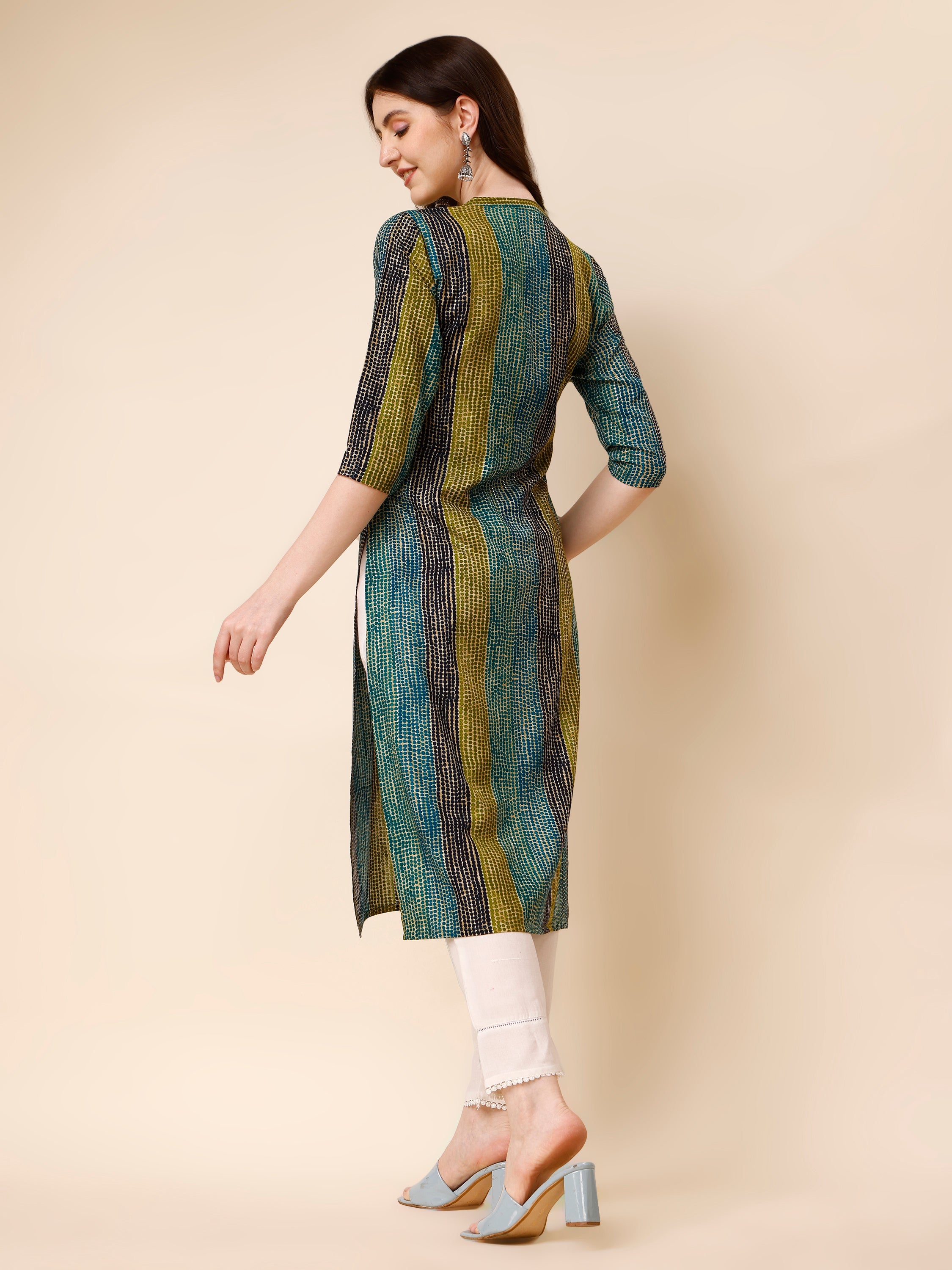 Shibori Printed Front Buttoned Casual Wear Kurta, Multicolor - Hiral Fashion - Dista