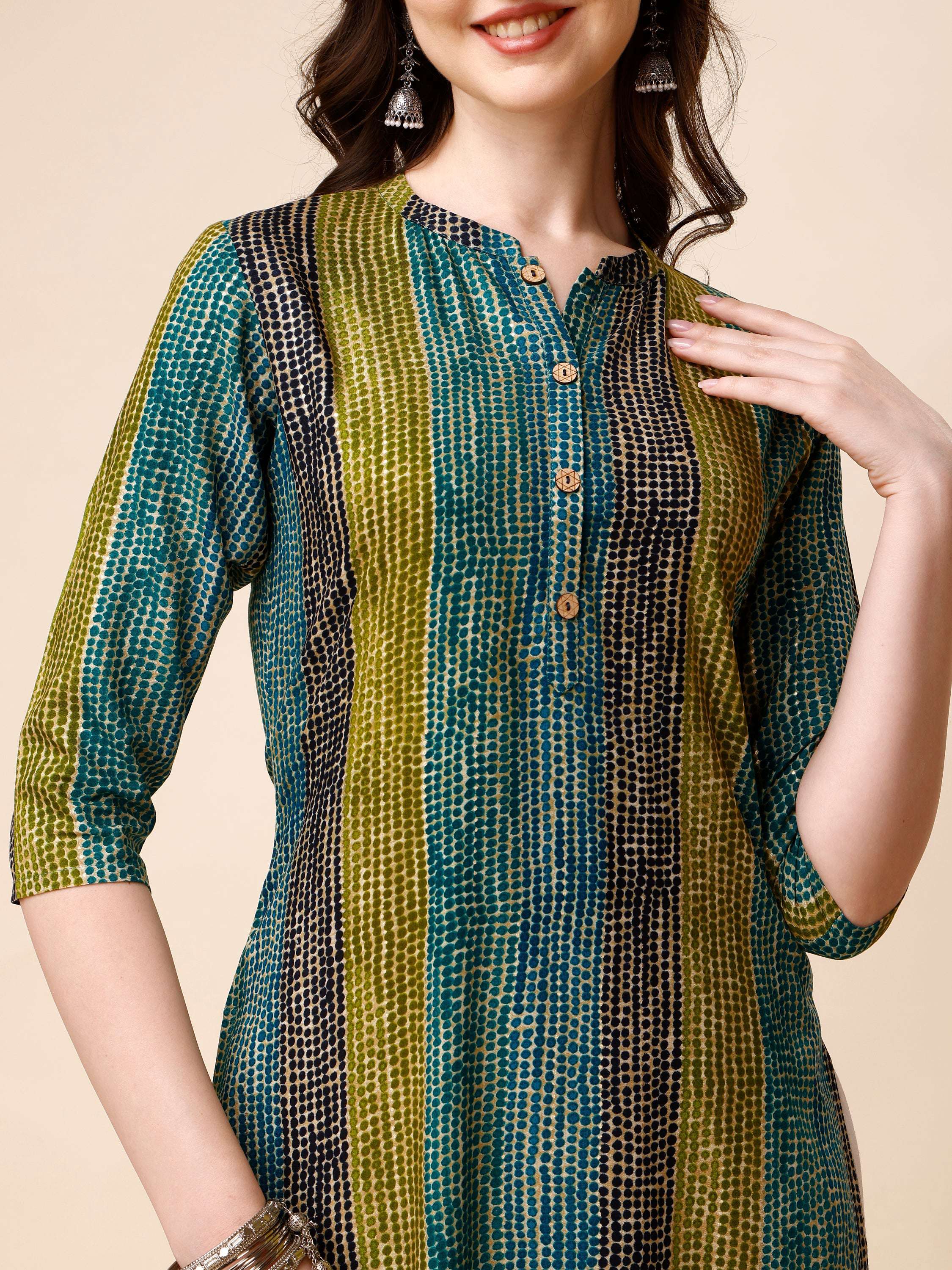 Shibori Printed Front Buttoned Casual Wear Kurta, Multicolor - Hiral Fashion - Dista