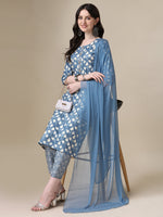 Thumbnail for Printed Kurta With Pant & Dupatta Set, Multicolor - Hiral Fashion - Dista