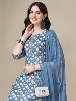 Thumbnail for Printed Kurta With Pant & Dupatta Set, Multicolor - Hiral Fashion - Dista