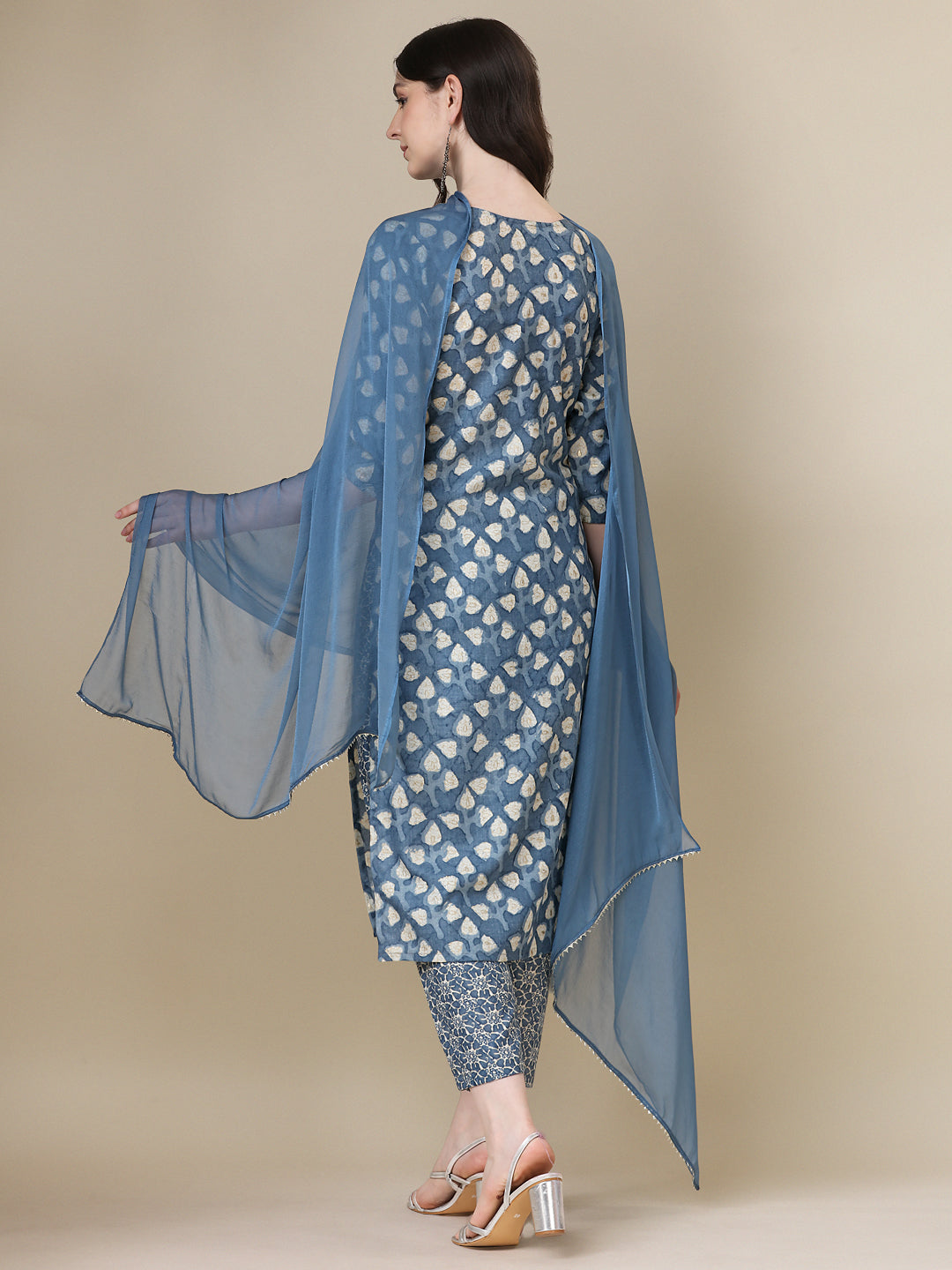 Printed Kurta With Pant & Dupatta Set, Multicolor - Hiral Fashion - Dista
