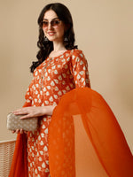 Thumbnail for Printed Kurta With Pant And Dupatta Set, Multicolor - Hiral Fashion - Distacart