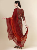 Thumbnail for Printed Kurta With Pant & Dupatta Set, Multicolor - Hiral Fashion - Distacart