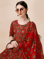 Thumbnail for Cotton Printed Kurta With Pant & Dupatta Set, Multicolor - Hiral Fashion - Distacart