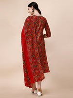 Thumbnail for Cotton Printed Kurta With Pant & Dupatta Set, Multicolor - Hiral Fashion - Distacart