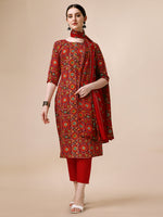 Thumbnail for Cotton Printed Kurta With Pant & Dupatta Set, Multicolor - Hiral Fashion - Distacart
