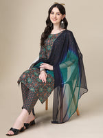 Thumbnail for Printed Kurta With Pant & Dupatta Set, Multicolor - Hiral Fashion - Distacart