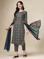 Thumbnail for Printed Kurta With Pant & Dupatta Set, Multicolor - Hiral Fashion - Distacart