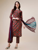 Thumbnail for Printed Kurta With Pant & Dupatta Set, Multicolor - Hiral Fashion - Distacart