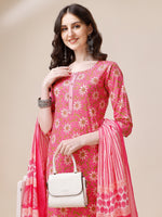 Thumbnail for Printed A-Line Kurta With Pant And Dupatta Set, Multicolor - Hiral Fashion - Distacart
