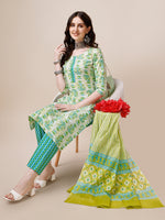 Thumbnail for Block Printed Cotton Kurta With Pant And Dupatta Set, Multicolor - Hiral Fashion - Distacart