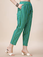 Thumbnail for Block Printed Cotton Kurta With Pant And Dupatta Set, Multicolor - Hiral Fashion - Distacart
