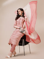 Thumbnail for Printed Kurta With Pant And Dupatta Set, Multicolor - Hiral Fashion - Distacart