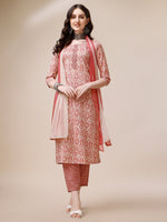 Thumbnail for Printed Kurta With Pant And Dupatta Set, Multicolor - Hiral Fashion - Distacart