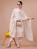 Thumbnail for Pure Muslin Banarasi Jacquard Kurta Trousers & Dupatta, Multicolor - Hiral Fashion - Distacart
