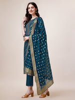 Thumbnail for Pure Maslin Jacquard Kurta With Pant And Dupatta Set, Multicolor - Hiral Fashion - Distacart