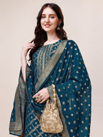 Thumbnail for Pure Maslin Jacquard Kurta With Pant And Dupatta Set, Multicolor - Hiral Fashion - Distacart