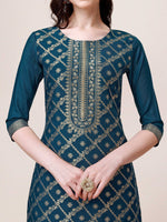 Thumbnail for Pure Maslin Jacquard Kurta With Pant And Dupatta Set, Multicolor - Hiral Fashion - Distacart