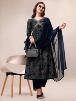 Thumbnail for Alia Cut Printed & Embroidered Kurta With Pant & Dupatta Set, Multicolor - Hiral Fashion - Distacart