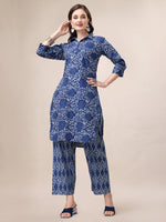 Thumbnail for Printed Collar Kurta With Pant Co-Ordset, Multicolor - Hiral Fashion - Distacart
