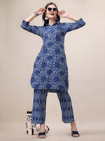 Thumbnail for Printed Collar Kurta With Pant Co-Ordset, Multicolor - Hiral Fashion - Distacart