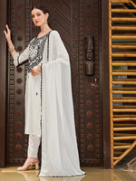 Thumbnail for Embroidered Kurta With Pant And Dupatta Set, Multicolor - Hiral Fashion - Distacart