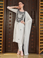 Thumbnail for Embroidered Kurta With Pant And Dupatta Set, Multicolor - Hiral Fashion - Distacart