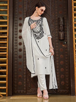 Thumbnail for Embroidered Kurta With Pant And Dupatta Set, Multicolor - Hiral Fashion - Distacart