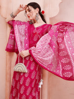 Thumbnail for Angarakha Style Anarkali Printed Kurta With Pant And Dupatta Set, Multicolor - Hiral Fashion - Distacart