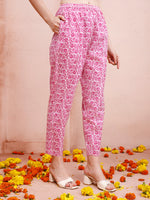 Thumbnail for Angarakha Style Anarkali Printed Kurta With Pant And Dupatta Set, Multicolor - Hiral Fashion - Distacart