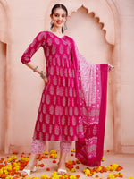 Thumbnail for Angarakha Style Anarkali Printed Kurta With Pant And Dupatta Set, Multicolor - Hiral Fashion - Distacart