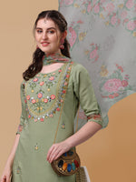 Thumbnail for Hand Embroidered Kurta With Pant & Organza Printed Dupatta, Multicolor - Hiral Fashion - Distacart