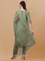 Thumbnail for Hand Embroidered Kurta With Pant & Organza Printed Dupatta, Multicolor - Hiral Fashion - Distacart