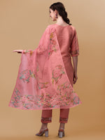 Thumbnail for Embroidered Kurta With Pant & Dupatta Set, Multicolor - Hiral Fashion - Distacart