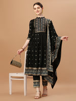 Thumbnail for Nyra Cut Foil Printed & Hand Embroidered Kurta With Pant & Dupatta, Multicolor - Hiral Fashion - Distacart