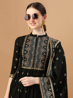 Thumbnail for Nyra Cut Foil Printed & Hand Embroidered Kurta With Pant & Dupatta, Multicolor - Hiral Fashion - Distacart