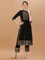 Thumbnail for Nyra Cut Foil Printed & Hand Embroidered Kurta With Pant & Dupatta, Multicolor - Hiral Fashion - Distacart