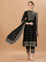 Thumbnail for Nyra Cut Foil Printed & Hand Embroidered Kurta With Pant & Dupatta, Multicolor - Hiral Fashion - Distacart