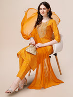 Thumbnail for Embroidered Cotton Kurta With Pant And Dupatta Set, Multicolor - Hiral Fashion - Distacart