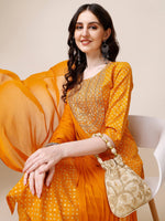 Thumbnail for Embroidered Cotton Kurta With Pant And Dupatta Set, Multicolor - Hiral Fashion - Distacart