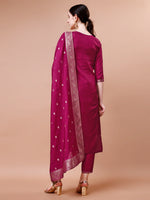 Thumbnail for Pure Muslin Jacquard Kurta With Pant And Dupatta Set Premium, Multicolor - Hiral Fashion - Distacart