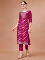 Thumbnail for Pure Muslin Jacquard Kurta With Pant And Dupatta Set Premium, Multicolor - Hiral Fashion - Distacart