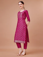 Thumbnail for Pure Muslin Jacquard Kurta With Pant And Dupatta Set Premium, Multicolor - Hiral Fashion - Distacart