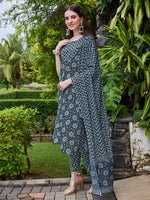 Thumbnail for Floral Printed Kurta With Pant & Dupatta Set, Multicolor - Hiral Fashion - Distacart