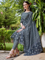 Thumbnail for Floral Printed Kurta With Pant & Dupatta Set, Multicolor - Hiral Fashion - Distacart