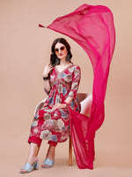 Thumbnail for Alia Cut Floral Printed & Embroidered Rayon Kurta With Pant & Dupatta, Multicolor - Hiral Fashion - Distacart